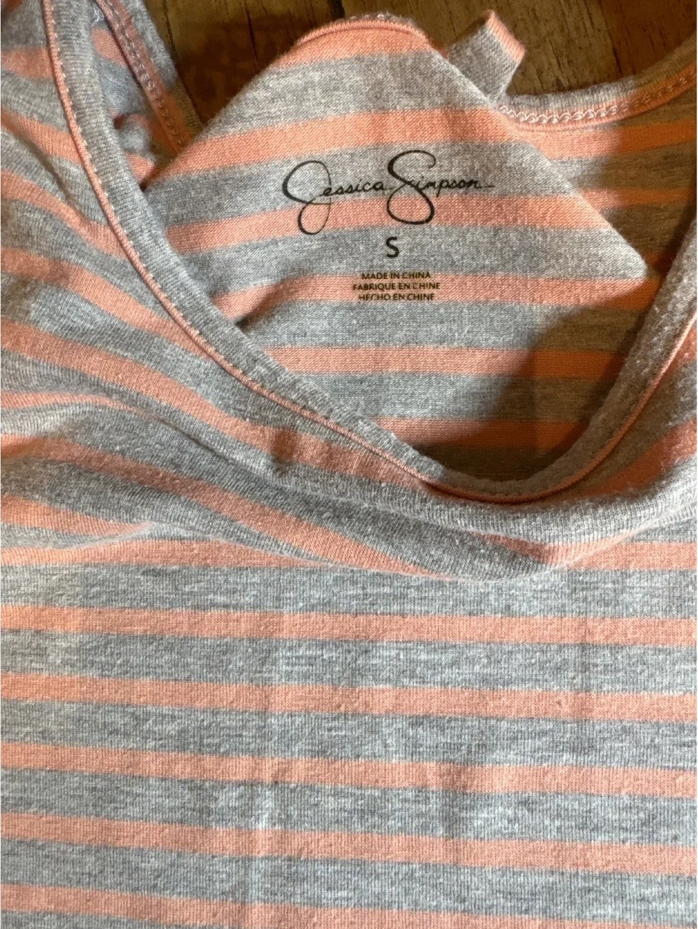 Jessica Simpson Girls Cold Shoulder Striped Dress Gray & Coral Size S